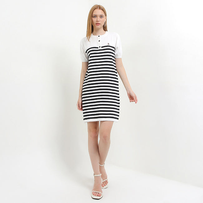 Hush Puppies Pakaian Wanita Dress Mendez Stripe In White