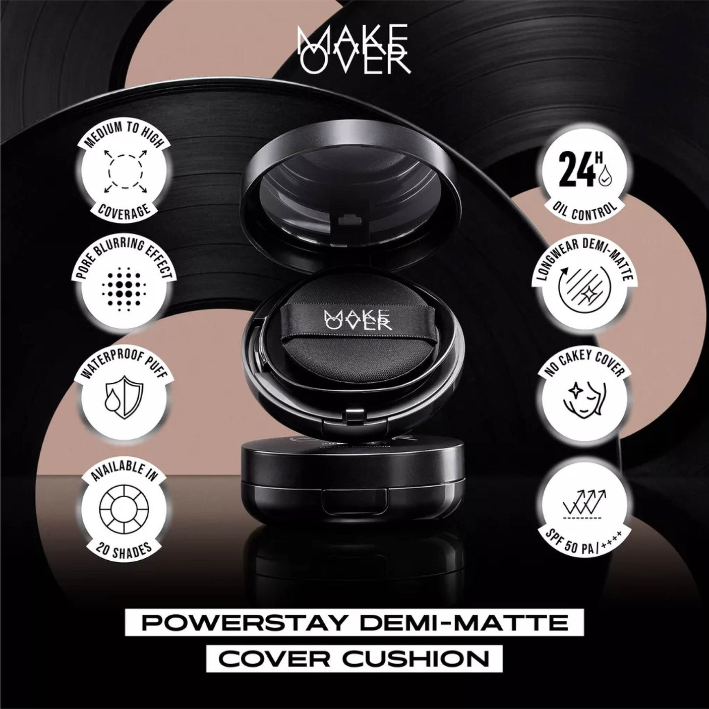 Make Over Powerstay Demi-Matte Cover Cushion N30 Natural Beige 15 g Relaunch