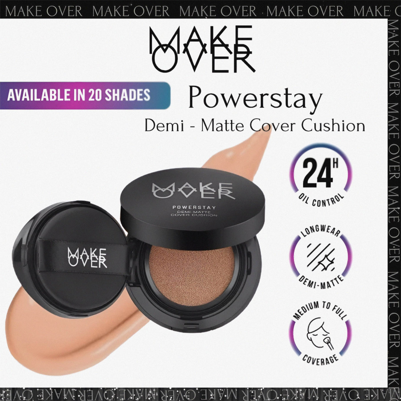 Make Over Powerstay Demi-Matte Cover Cushion N30 Natural Beige 15 g Relaunch