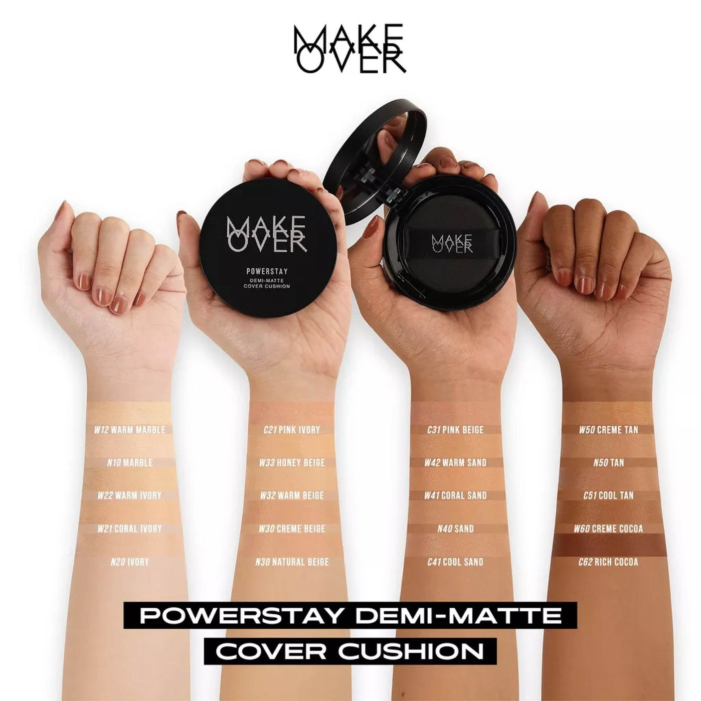 Make Over Powerstay Demi-Matte Cover Cushion N30 Natural Beige 15 g Relaunch