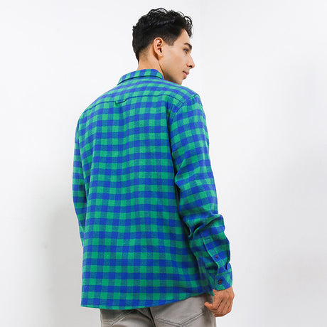 Hush Puppies Pakaian Pria Shirt Flano In Dark Green