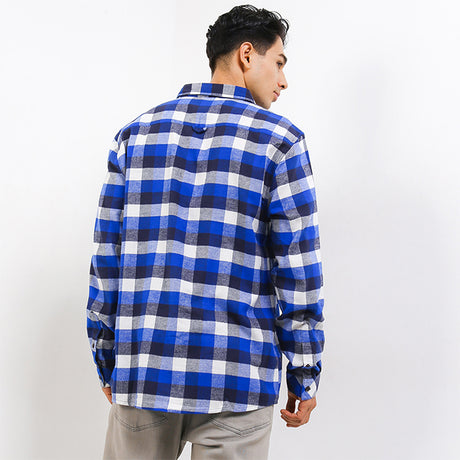 Hush Puppies Pakaian Pria Shirt Flano In Navy