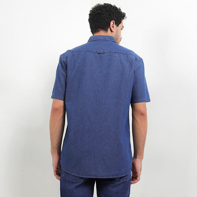 Hush Puppies Pakaian Pria Shirt Drury In Medium Blue