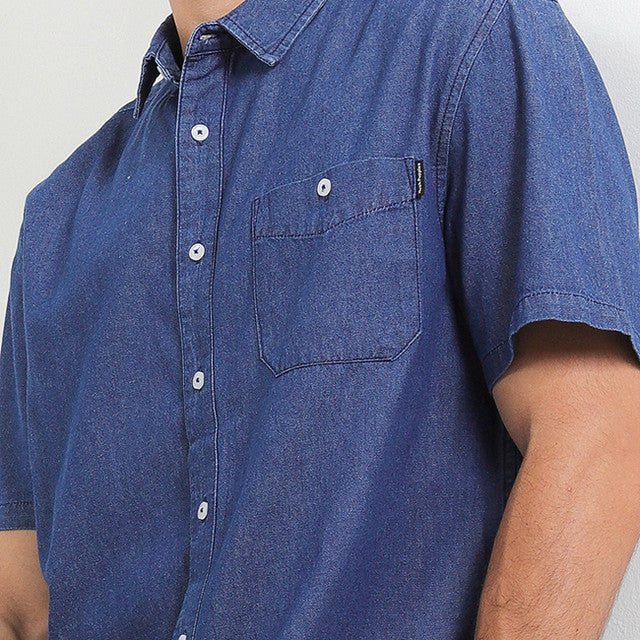 Hush Puppies Pakaian Pria Shirt Drury In Medium Blue