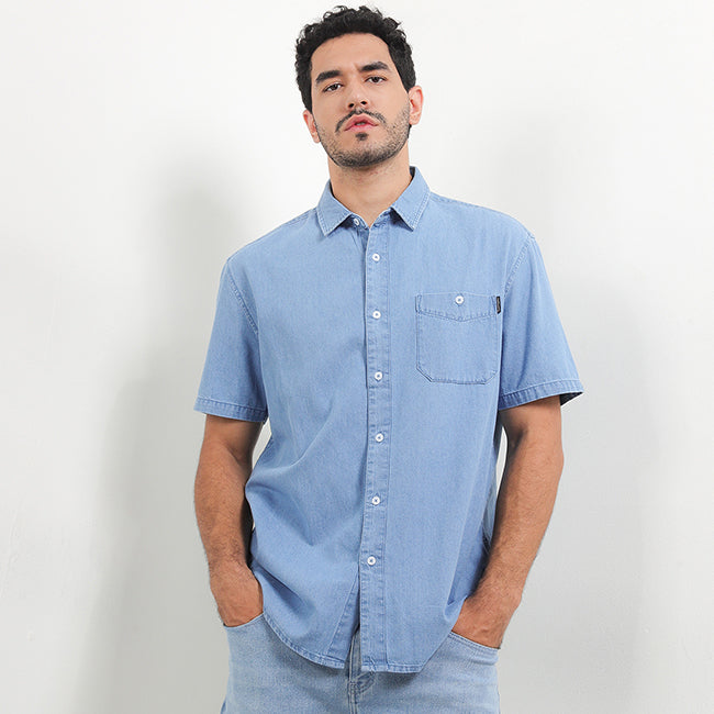 Hush Puppies Pakaian Pria Shirt Drury In Light Blue