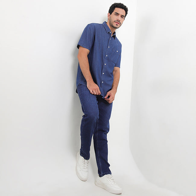 Hush Puppies Pakaian Pria Shirt Drury In Medium Blue