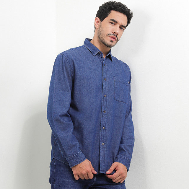 Hush Puppies Pakaian Pria Shirt Truro In Medium Blue