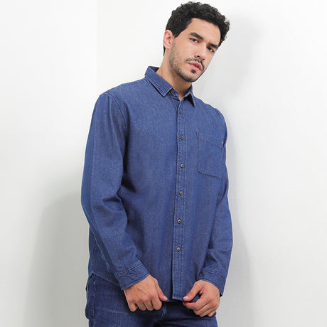 Hush Puppies Pakaian Pria Shirt Truro In Medium Blue