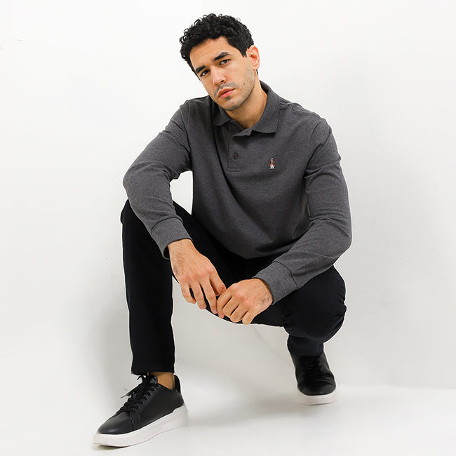 Hush Puppies Pakaian Pria Polo Bsc Omega In Dark Gray