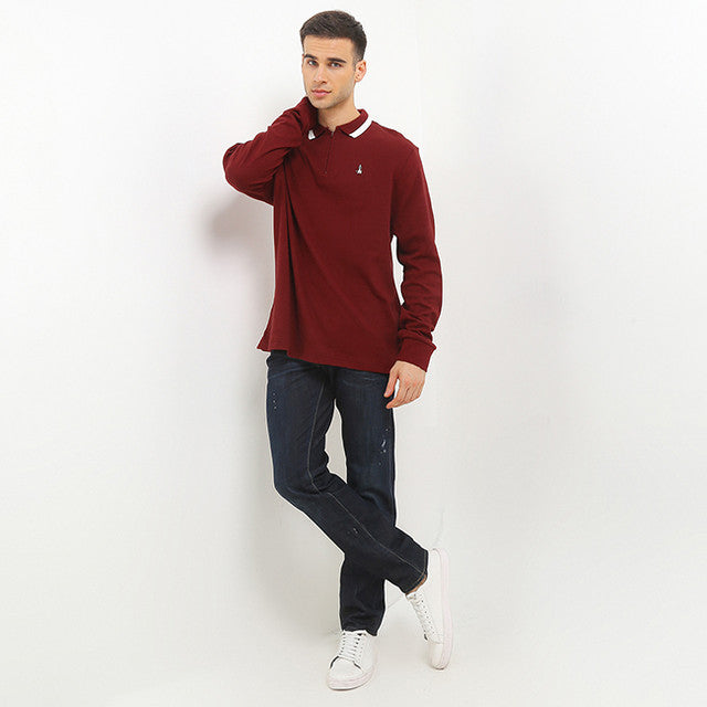 Hush Puppies Pakaian Pria Polo 90S Risotto In Maroon