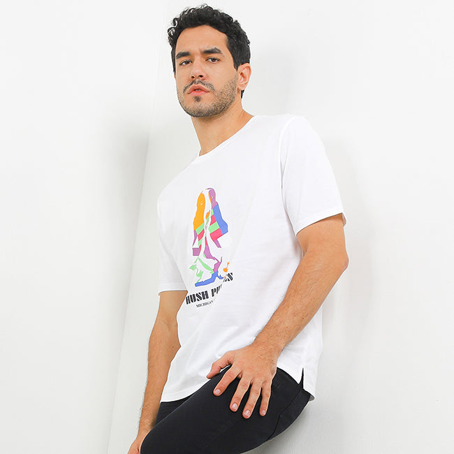 Hush Puppies Pakaian Pria T Shirt Kylian In White