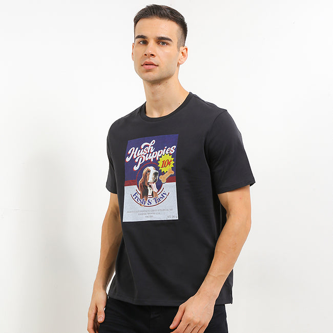 Hush Puppies Pakaian Pria T Shirt 90S Biscuit In Black