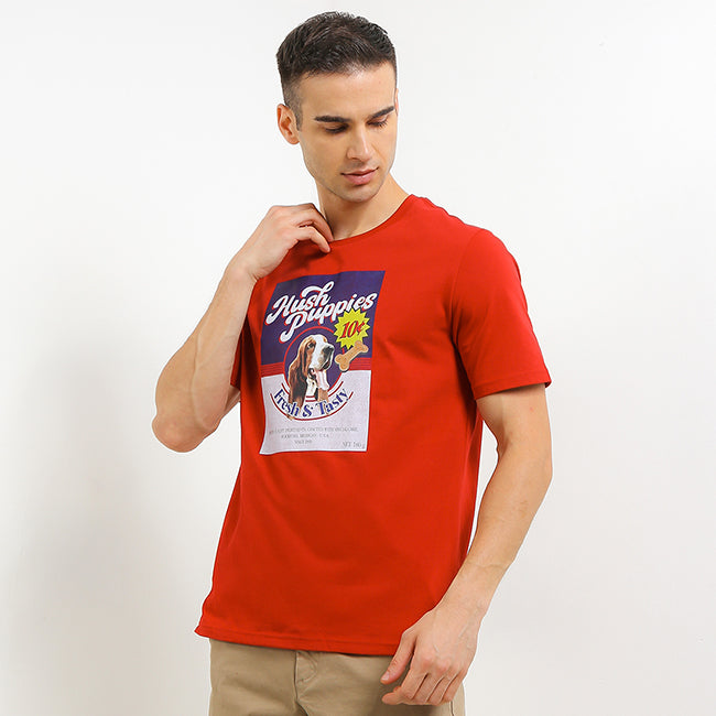 Hush Puppies Pakaian Pria T Shirt 90S Biscuit In Red