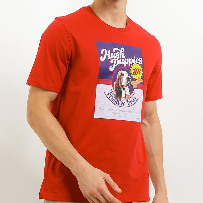 Hush Puppies Pakaian Pria T Shirt 90S Biscuit In Red