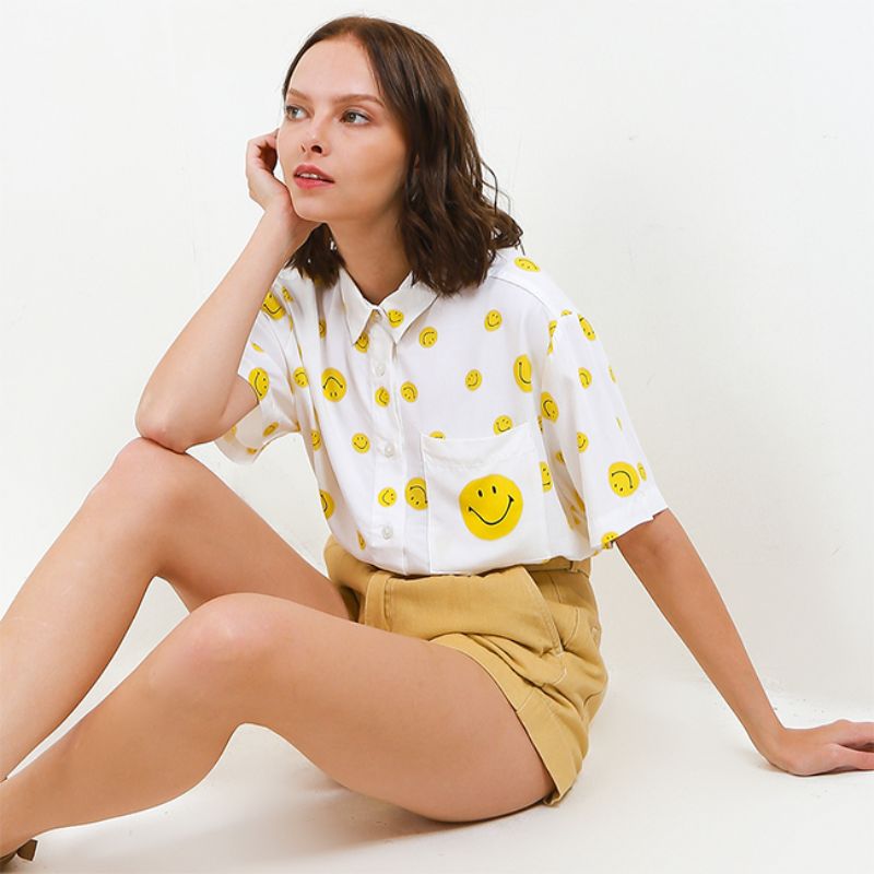 Obermain X Smiley Dot Resort Shirt In White