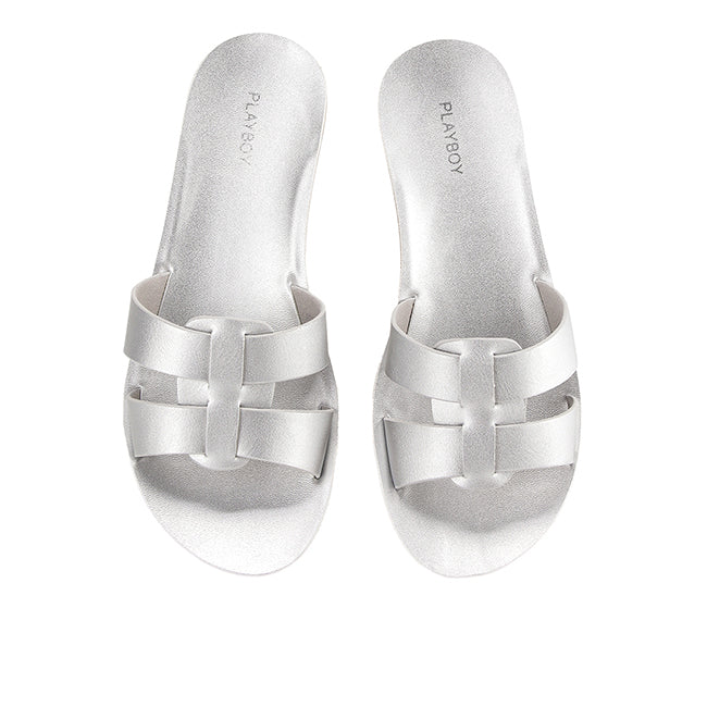 Playboy Sandal Wanita Flats Selena In Silver