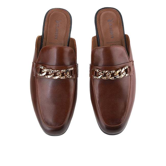 Playboy Sepatu Pria Wordie Mules In Brown