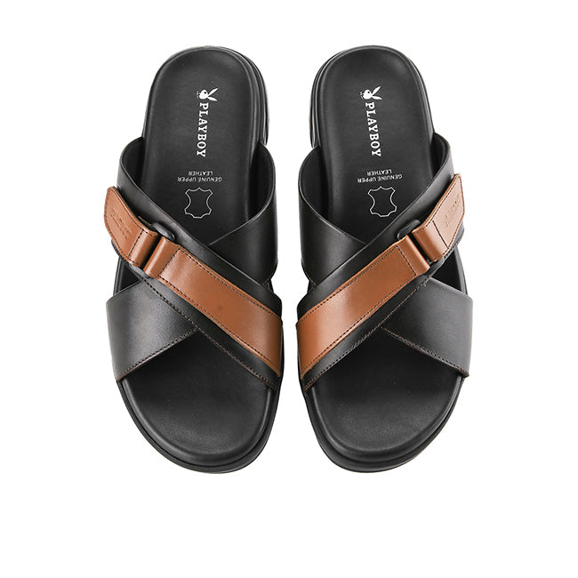 Playboy Sandal Pria Troumpard Cross In Coffe 43