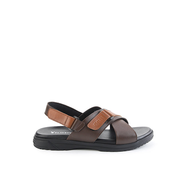 Playboy Sandal Pria Troumpard - Slingback Cross In Brown 44