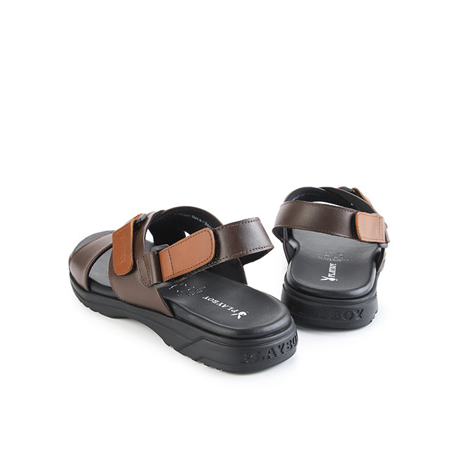 Playboy Sandal Pria Troumpard - Slingback Cross In Brown 41