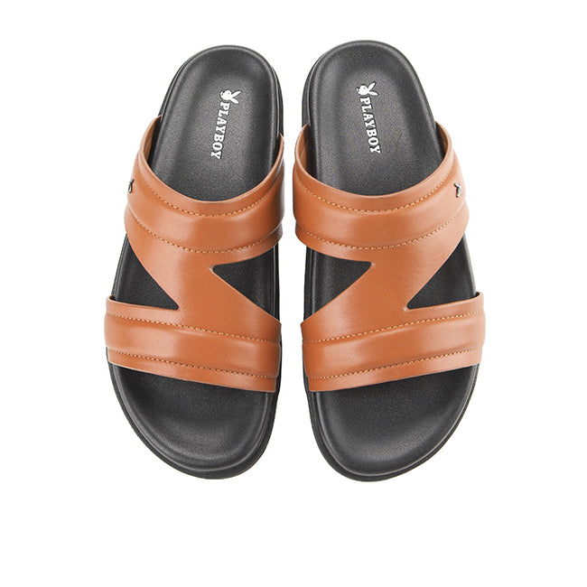 Playboy Sandal Pria Straps Lavvie Double Strap 2 In Tan
