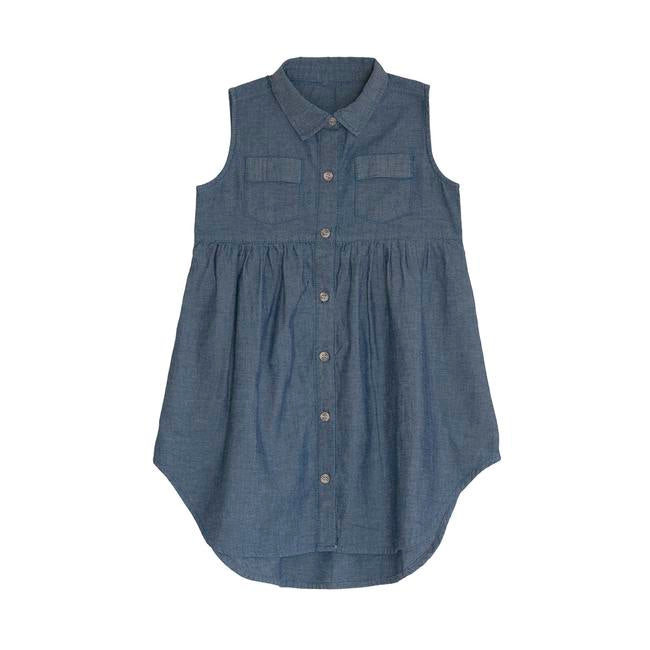 TORIO Junior Shirt Dress Sleeveless Denim - Dress Anak Perempuan