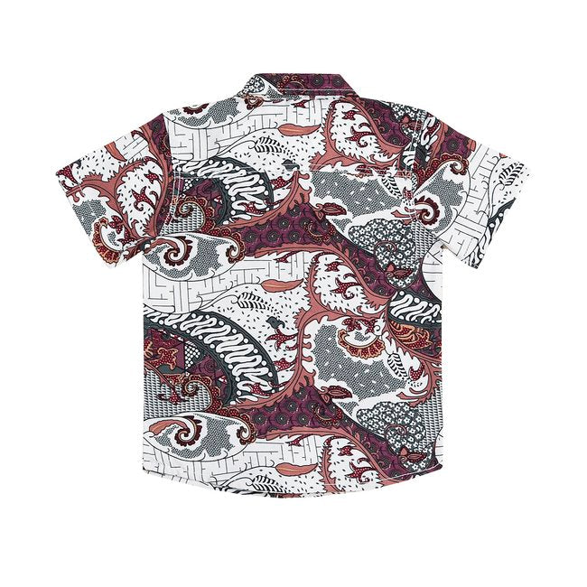TORIO Smart Casual White Batik Shirt - Kemeja Batik Anak Laki-Laki