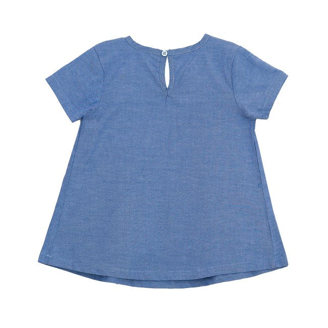 TORIO Flower Embroidery Denim Top - Atasan Anak Perempuan