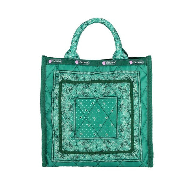 Sm Chain Quilt Tote In Bandana Green
