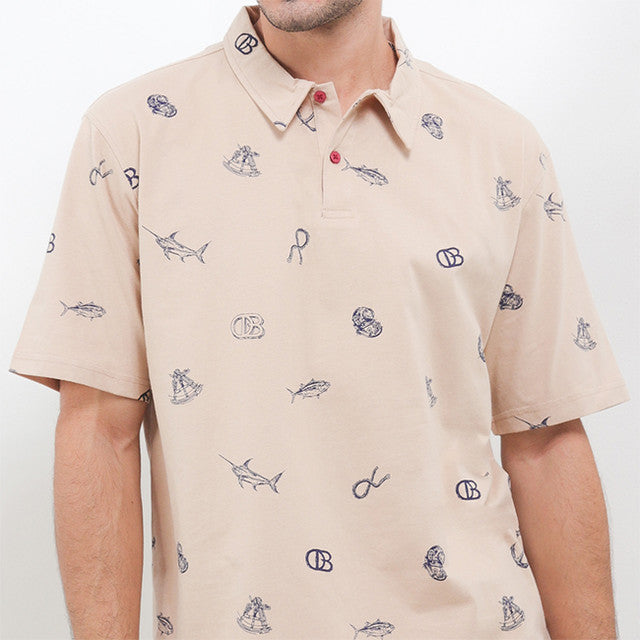 Obermain Pakaian Pria Polo Anchor In Khaki