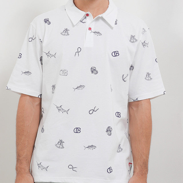 Obermain Pakaian Pria Polo Anchor In White