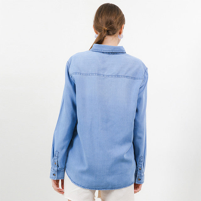 Hush Puppies Pakaian Wanita Denim Animal Fest Slappe In Light Blue