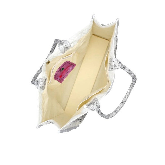 Lg Chain Quilt Tote In Bandana White