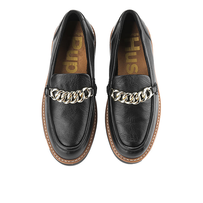 Hush Puppies Sepatu Wanita Jodie Bit Loafer In Bold Black Leather