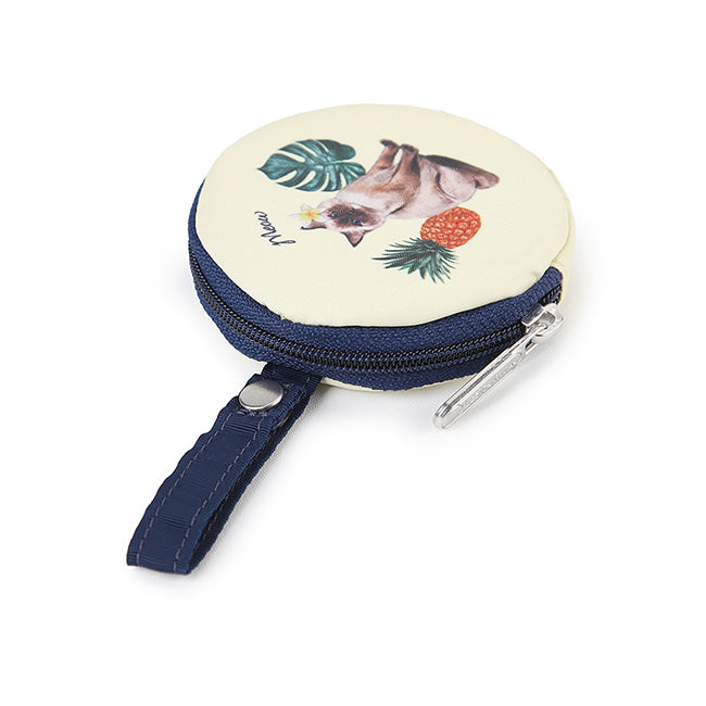 LeSportsac Unisex Pouch Mini Round Charm In Tropical Meow Cat Mrc