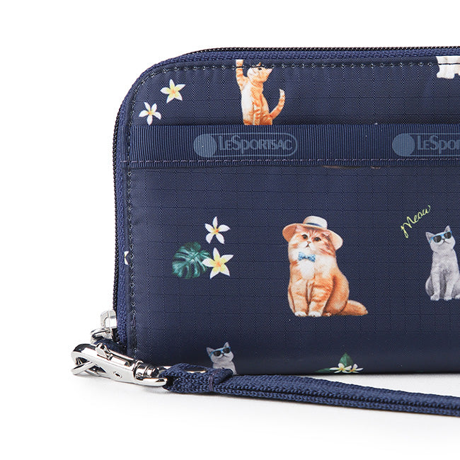 LeSportsac Unisex Tech Wallet Wristlet In Tropical Meow Cat