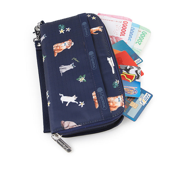 LeSportsac Unisex Tech Wallet Wristlet In Tropical Meow Cat