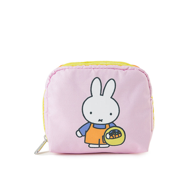 LeSportsac Unisex Pouch Square Cosmetic In Miffy Pink/Orange Sq