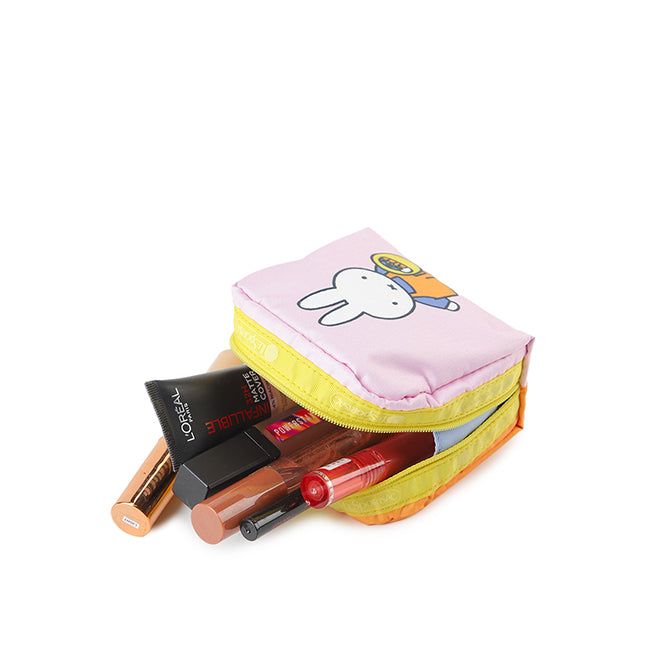 LeSportsac Unisex Pouch Square Cosmetic In Miffy Pink/Orange Sq