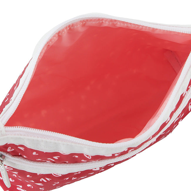 LeSportsac Unisex Pouch Cosmetic Clutch In Red Mini Hearts Wh