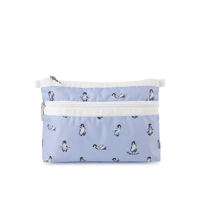 LeSportsac Unisex Pouch Cosmetic Clutch In Petite Penguins White