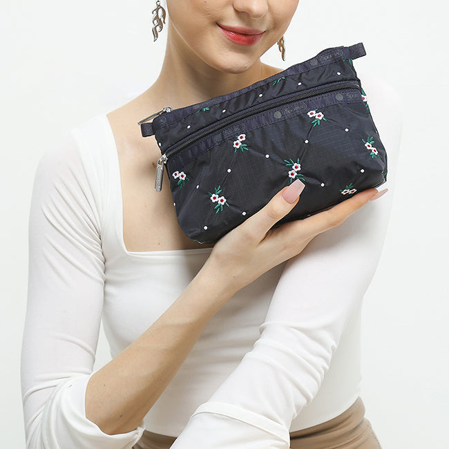 LeSportsac Unisex Pouch Cosmetic Clutch In Floral Lattice Emb