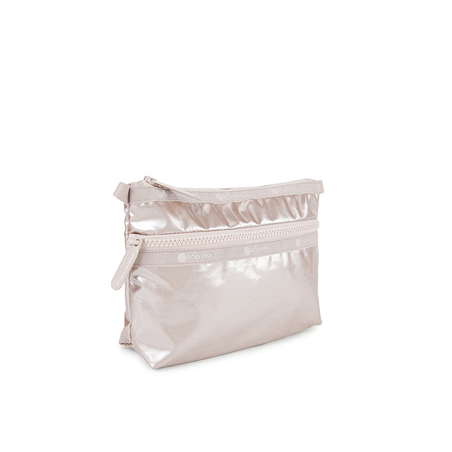 LeSportsac Unisex Pouch Cosmetic Clutch In Rose Gold Shine