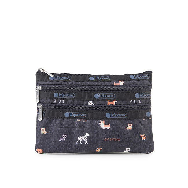 LeSportsac Unisex Pouch 3-Zip Cosmetic In Woof Wonderland