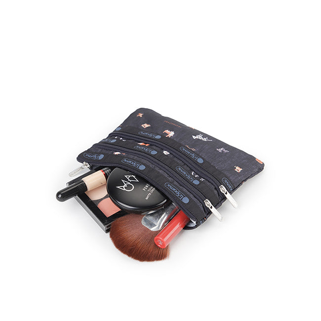 LeSportsac Unisex Pouch 3-Zip Cosmetic In Woof Wonderland