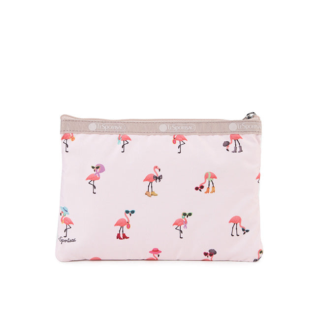 LeSportsac Unisex Pouch 3-Zip Cosmetic In Flamingo Party