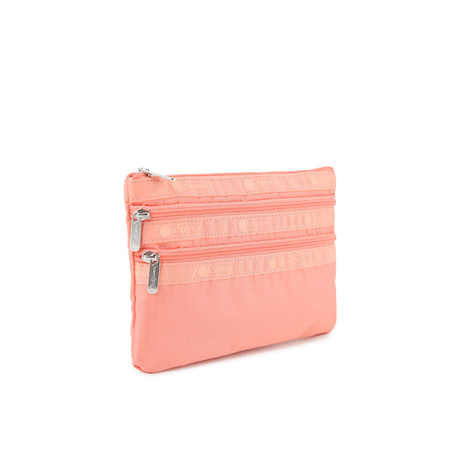 LeSportsac Unisex Pouch 3-Zip Cosmetic In Coral Punch
