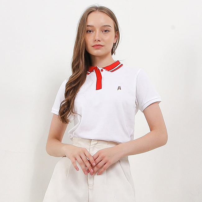 Hush Puppies Pakaian Wanita T shirt Melta Polo In White