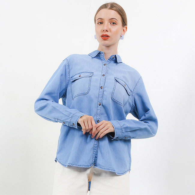 Hush Puppies Pakaian Wanita Denim Animal Fest Slappe In Light Blue