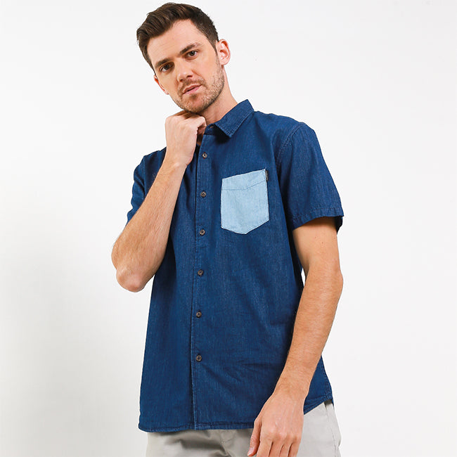 Hush Puppies Pakaian Kemeja Pria Neru In Dark Blue